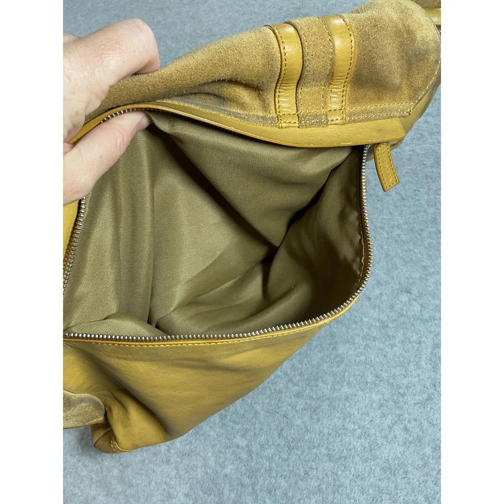 Levenger Tan Leather Suede Messenger Bag Satchel Crossbody Large